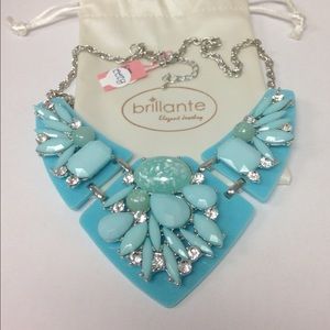 Aqua blue statement necklace w/ Austrian crystals